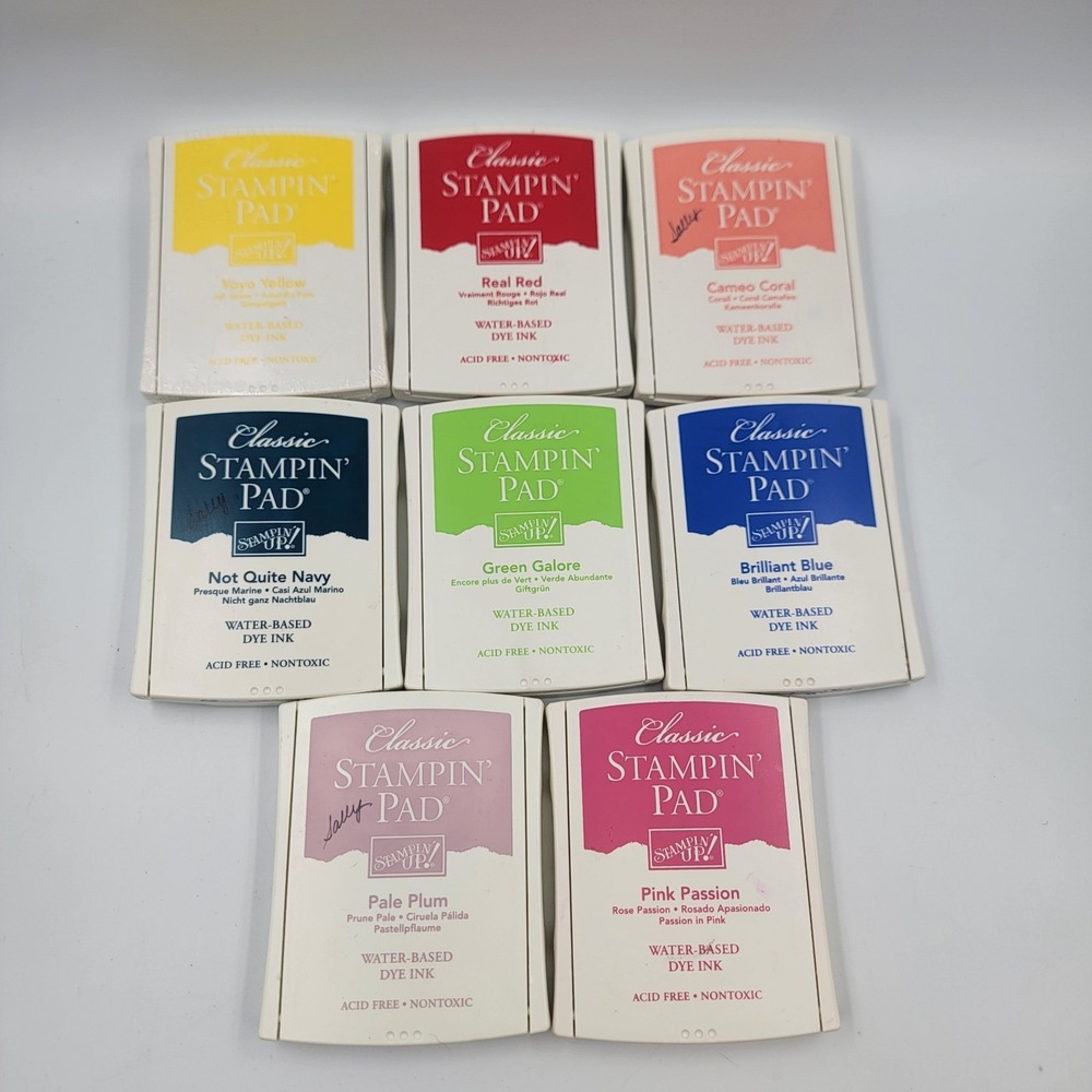 Stamp Ink Pad Stampin Up Classic Lot 8 Rainbow of Colors Rare & Discontinued